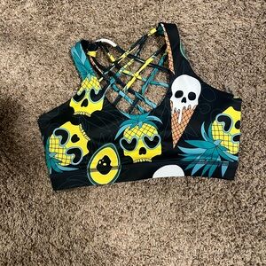 CVG pineapple ice cream skull sports bra
